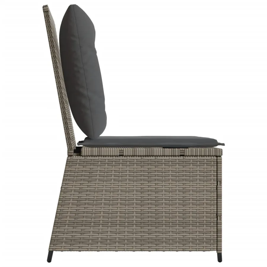 Canapé inclinable de jardin avec coussins gris résine tressée - 5