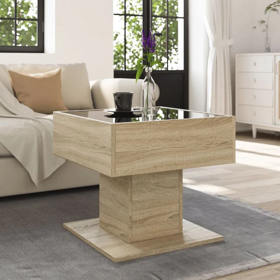 Table basse avec LED chêne sonoma 50x50x45 cm bois d'ingénierie - 4