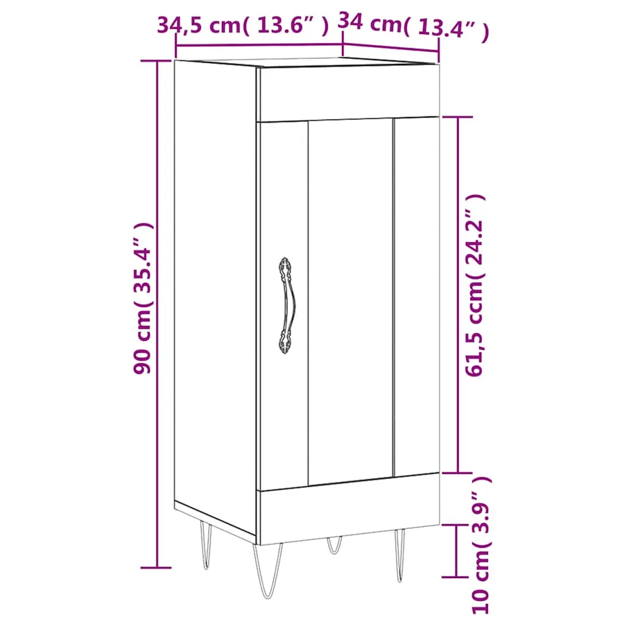 Buffet Noir 34,5x34x90 cm Bois d'ingénierie - 13