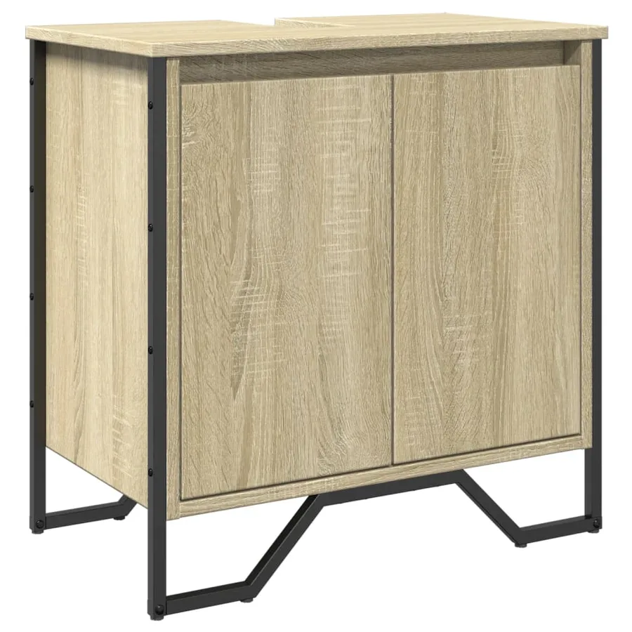 Armoire lavabo de salle de bain chêne sonoma 60x35x60 cm - 2