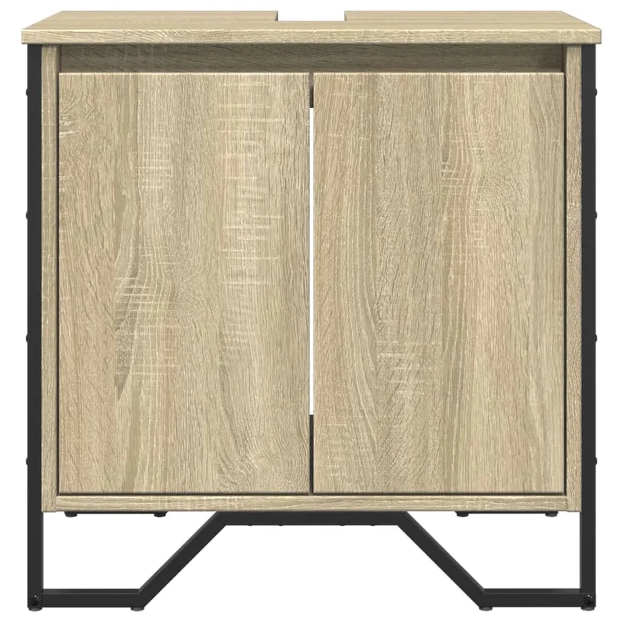 Armoire lavabo de salle de bain chêne sonoma 60x35x60 cm - 4