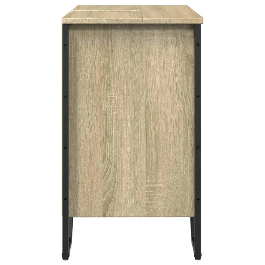 Armoire lavabo de salle de bain chêne sonoma 60x35x60 cm - 5
