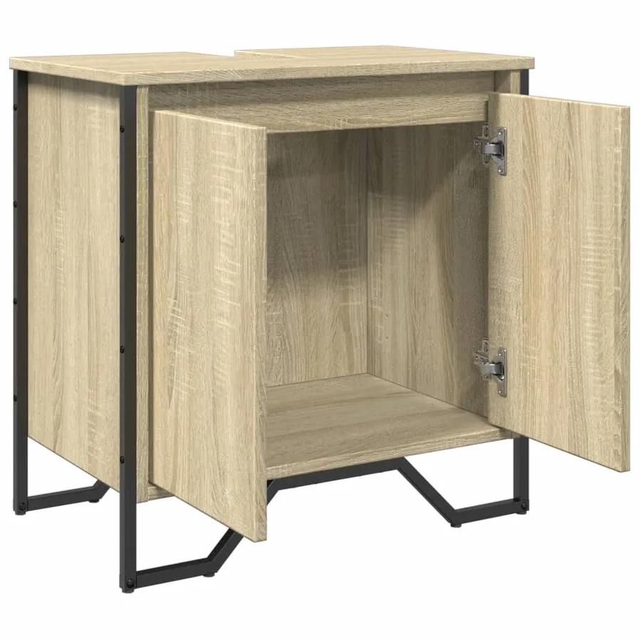 Armoire lavabo de salle de bain chêne sonoma 60x35x60 cm - 8