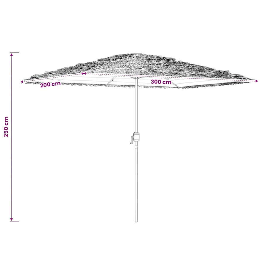 Parasol de jardin avec LED et mât en acier marron 300x200x250cm - 12