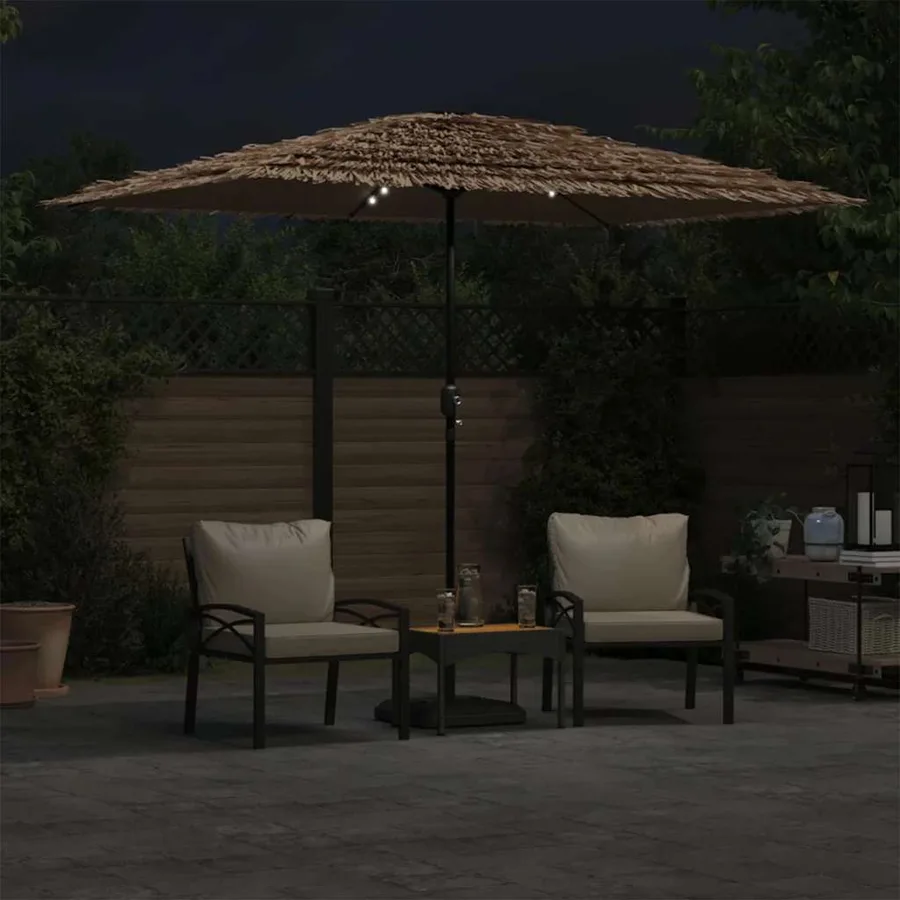Parasol de jardin avec LED et mât en acier marron 300x200x250cm - 3