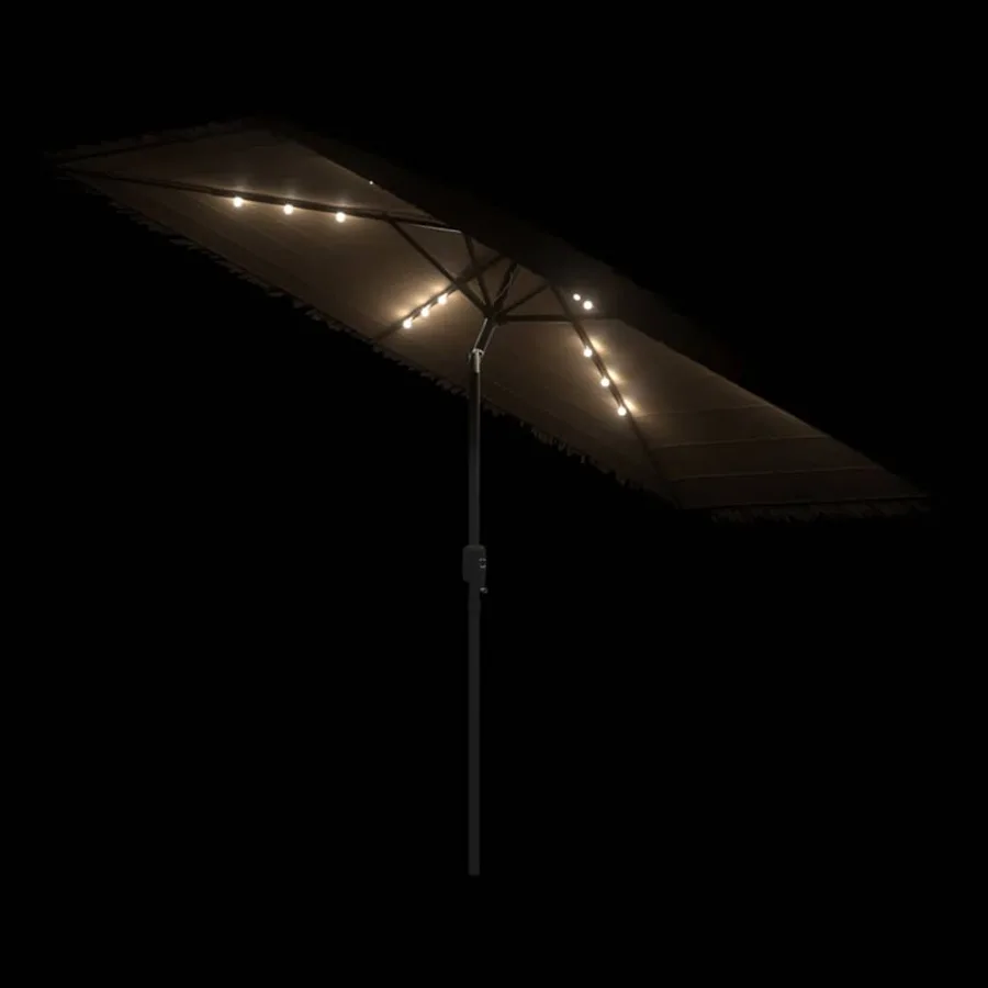 Parasol de jardin avec LED et mât en acier marron 300x200x250cm - 8