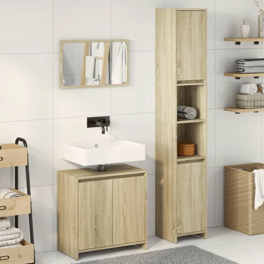 Ensemble de meubles de salle de bain 3 pcs chêne sonoma - 3