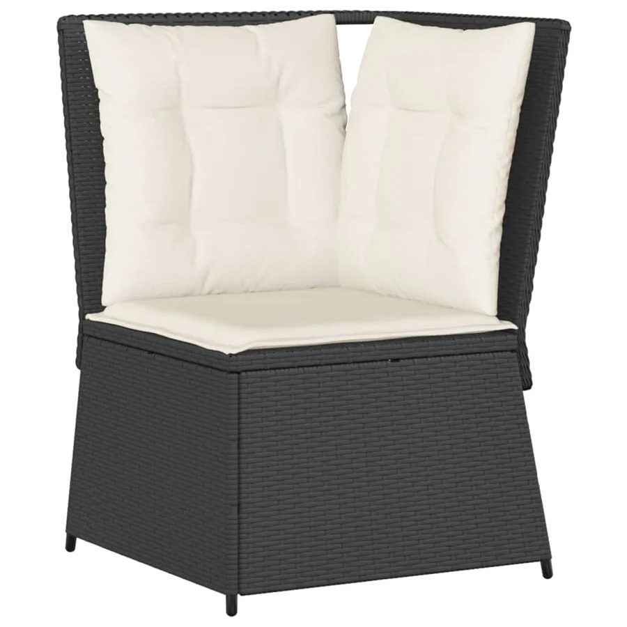 Salon de jardin 5 pcs avec coussins Noir Résine tressée - 6