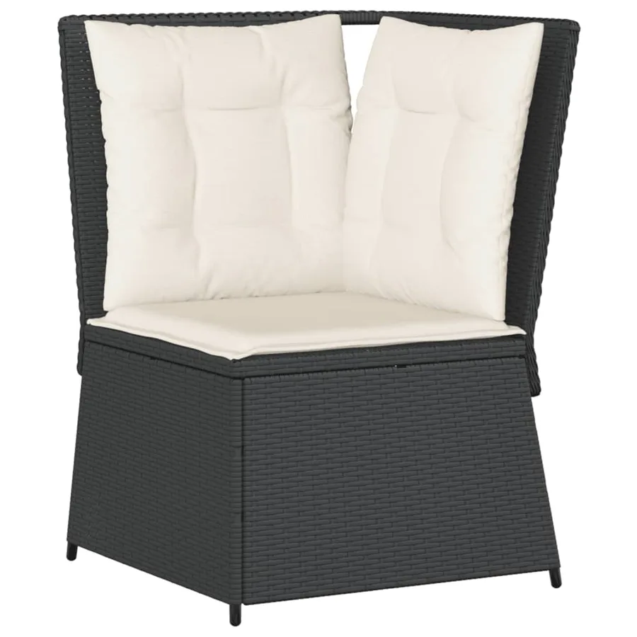 Salon de jardin 4 pcs avec coussins Noir Résine tressée - 5