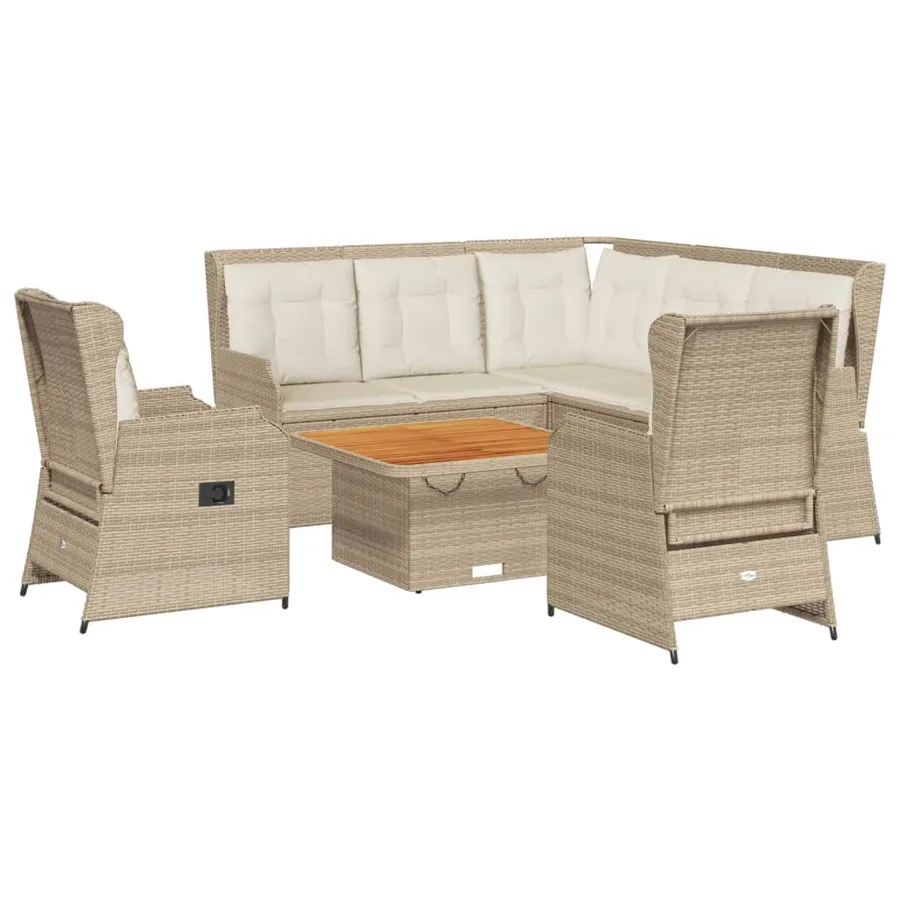 Salon de jardin avec coussins 6 pcs beige résine tressée - 2