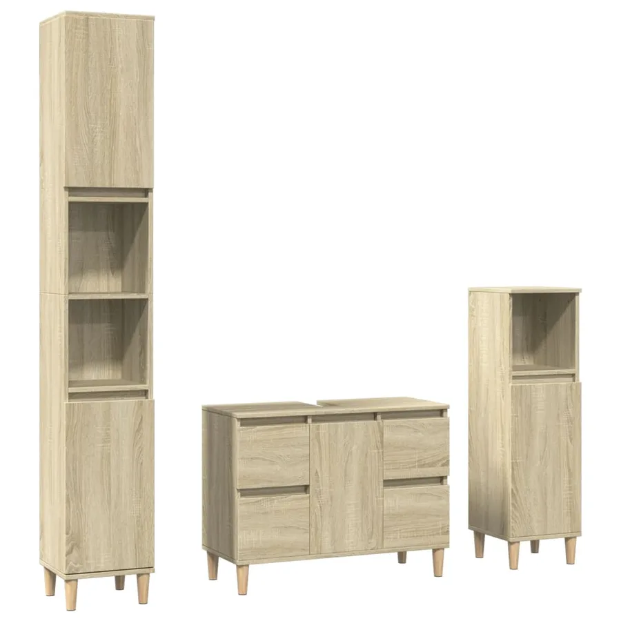 Ensemble de meubles de salle de bain 3 pcs chêne sonoma - 2