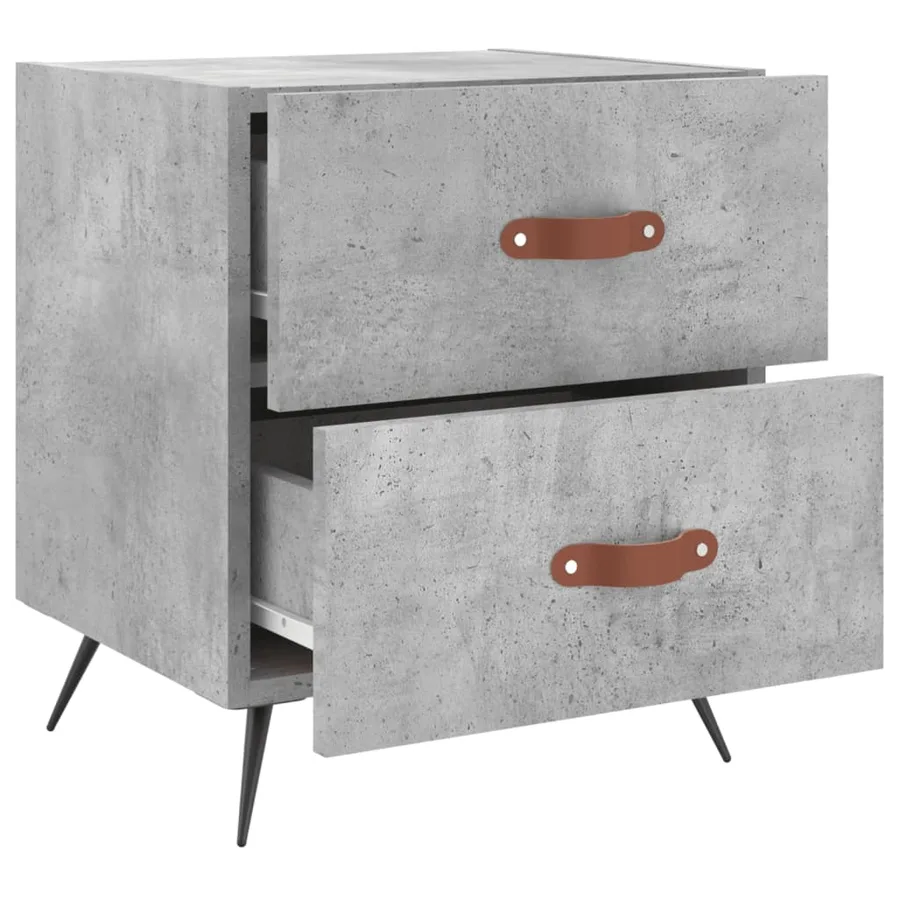 Table de chevet gris béton 40x35x47,5 cm bois d’ingénierie - 3