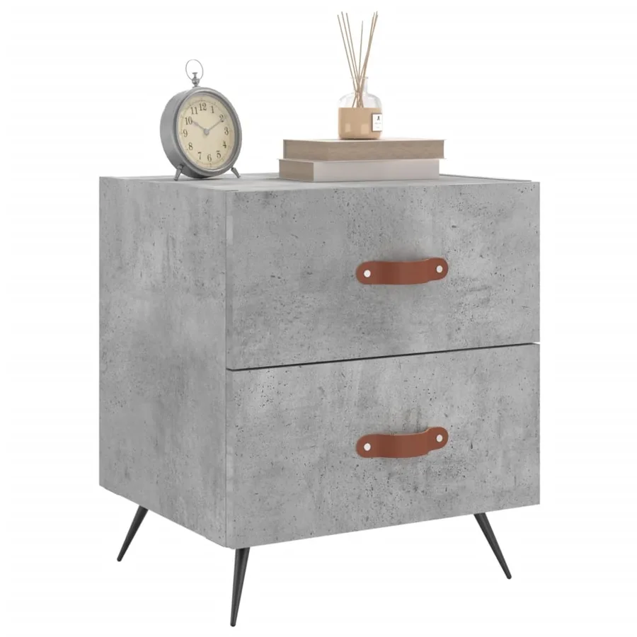 Table de chevet gris béton 40x35x47,5 cm bois d’ingénierie - 8