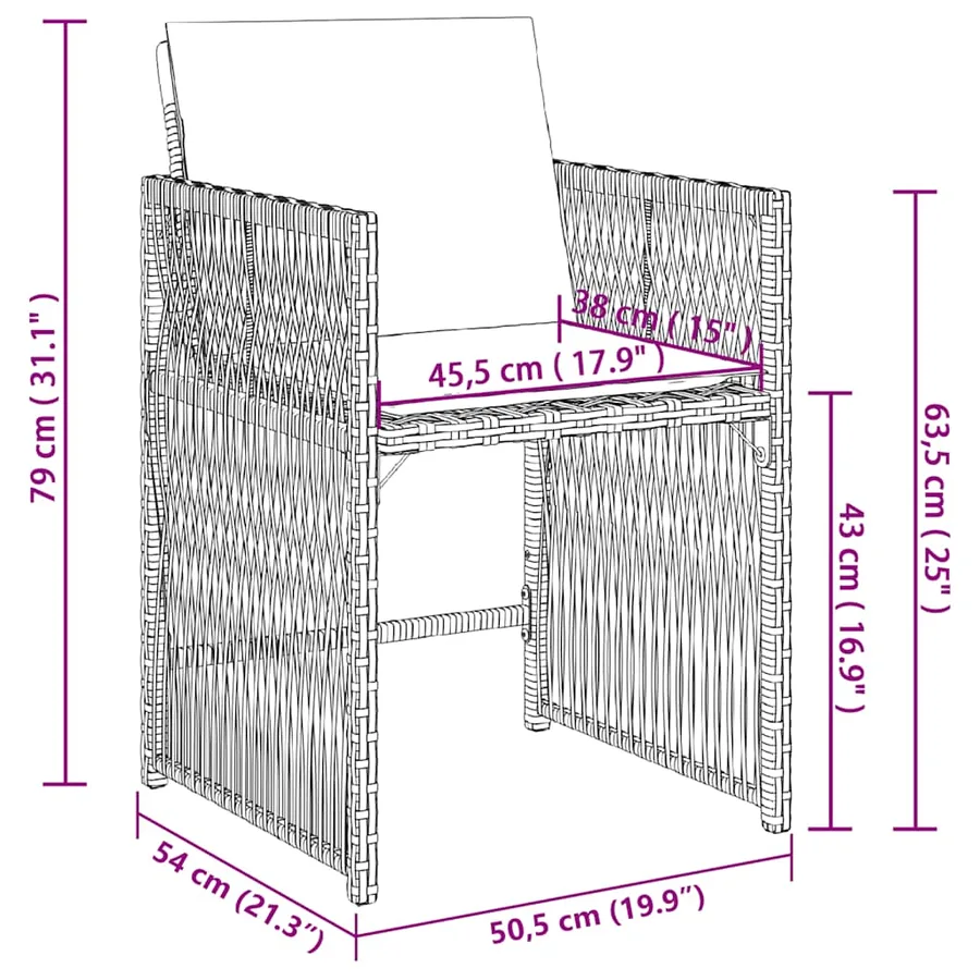 Chaises de jardin avec coussins lot de 4 gris résine tressée - 12