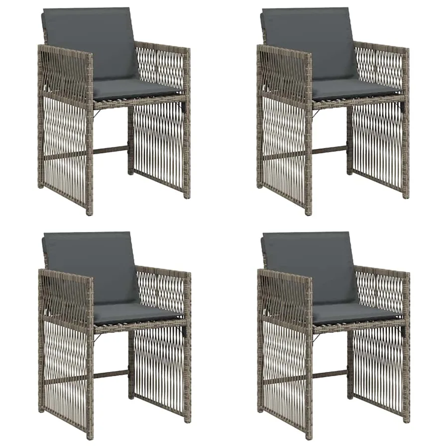 Chaises de jardin avec coussins lot de 4 gris résine tressée - 2