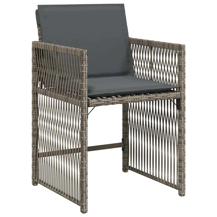 Chaises de jardin avec coussins lot de 4 gris résine tressée - 4