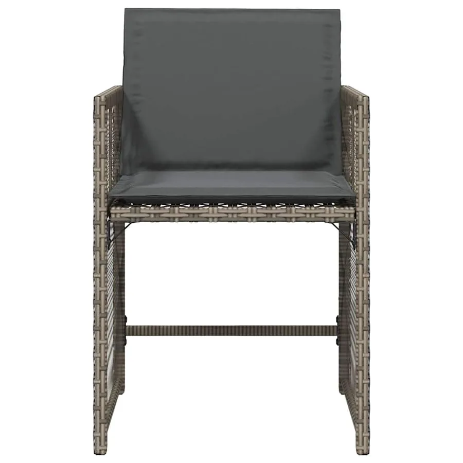 Chaises de jardin avec coussins lot de 4 gris résine tressée - 5