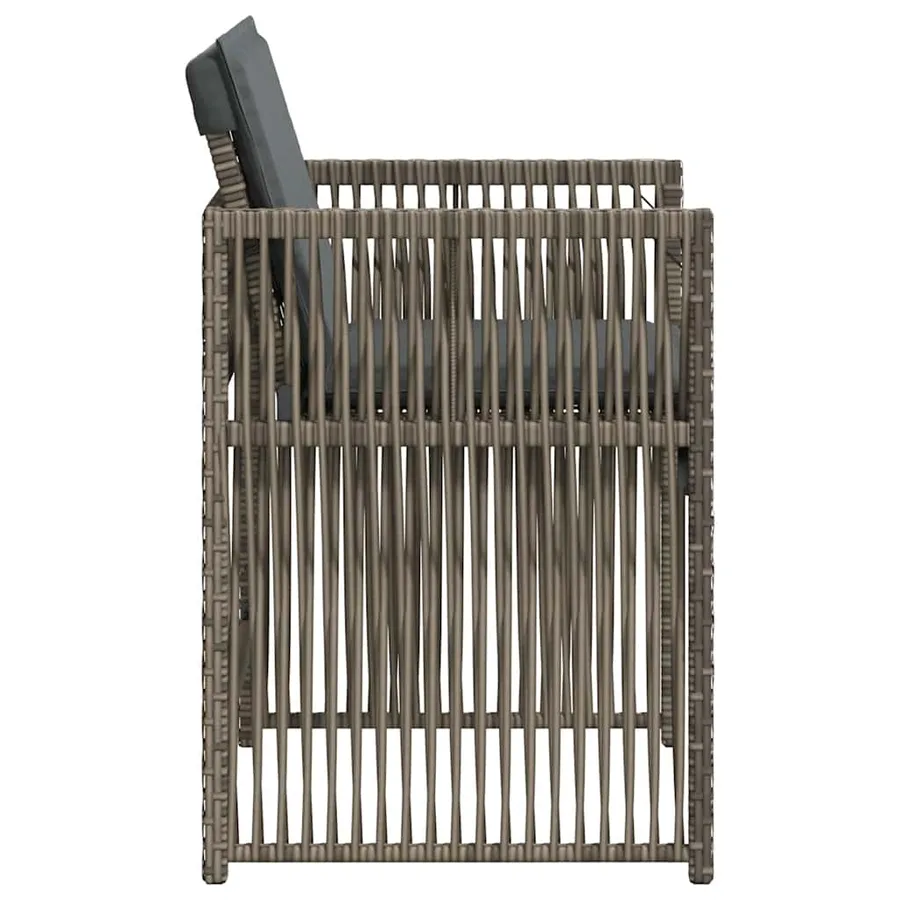 Chaises de jardin avec coussins lot de 4 gris résine tressée - 6