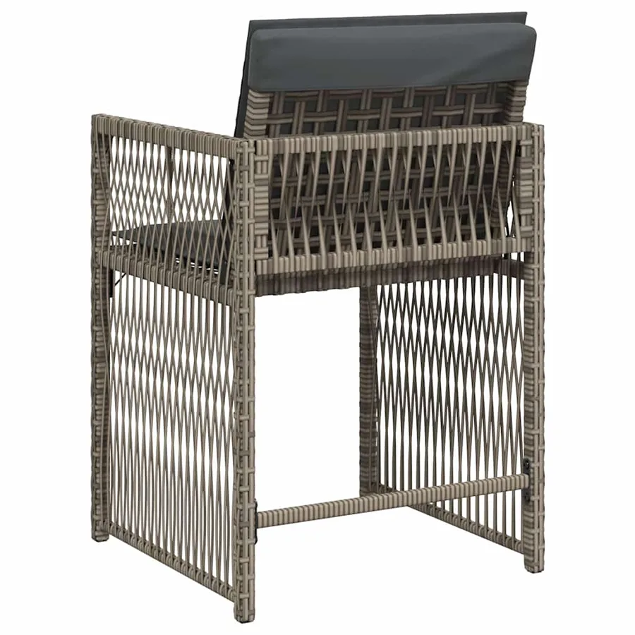 Chaises de jardin avec coussins lot de 4 gris résine tressée - 7