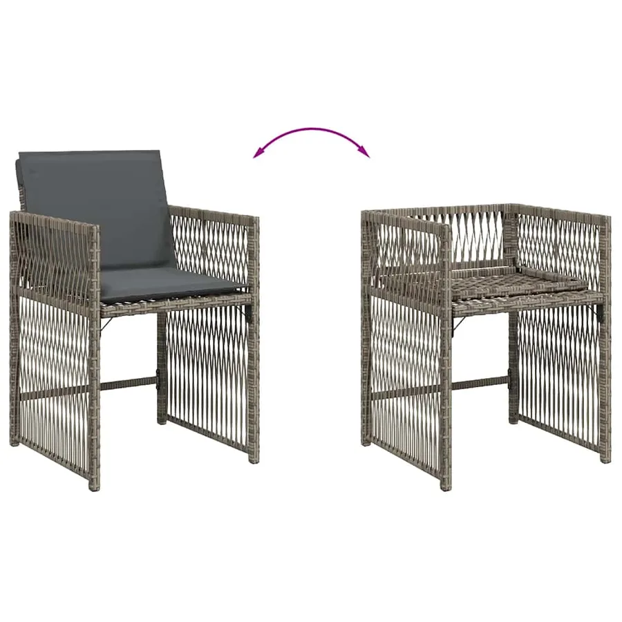 Chaises de jardin avec coussins lot de 4 gris résine tressée - 8