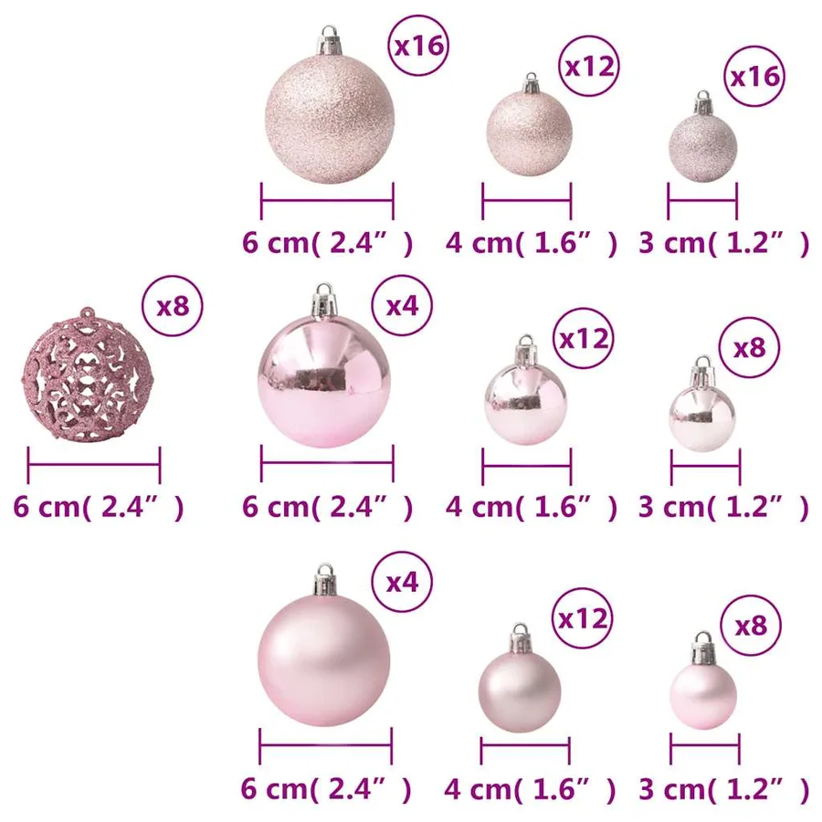 Ensemble de boules de Noël 100 pcs Rose - 10
