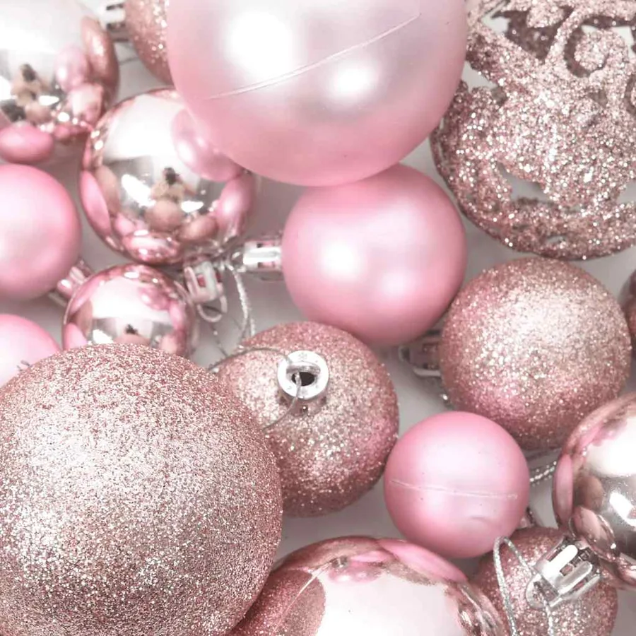 Ensemble de boules de Noël 100 pcs Rose - 5