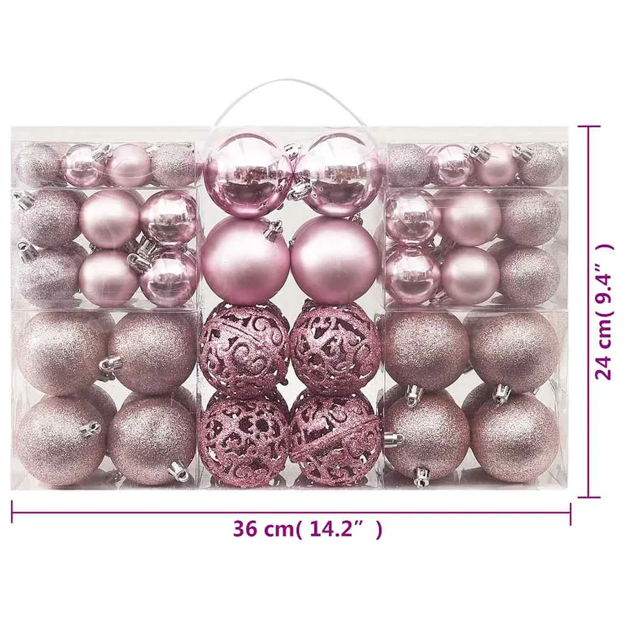 Ensemble de boules de Noël 100 pcs Rose - 6