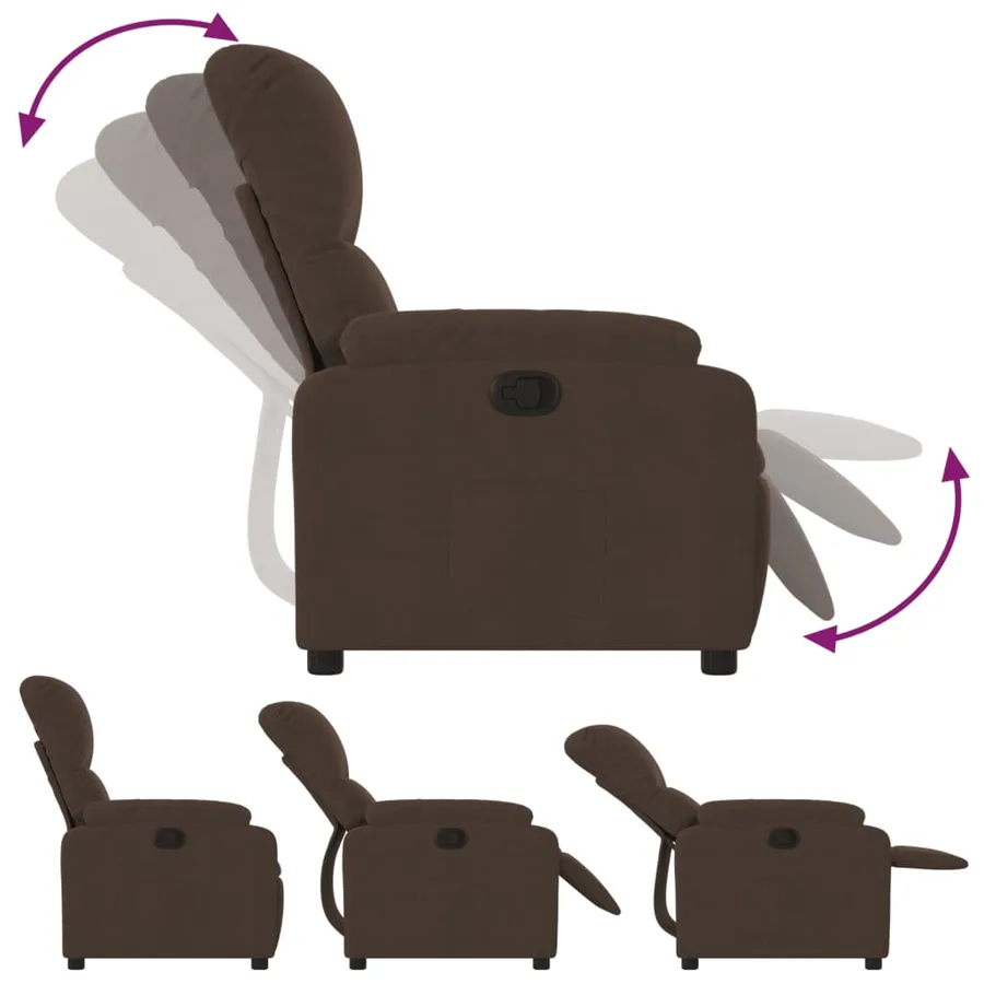Fauteuil inclinable marron tissu microfibre - 4