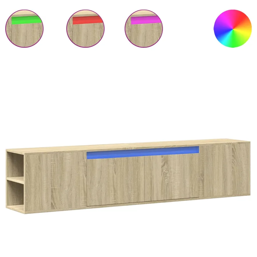 Meuble TV mural avec LED chêne sonoma 180x31x39,5 cm - 2