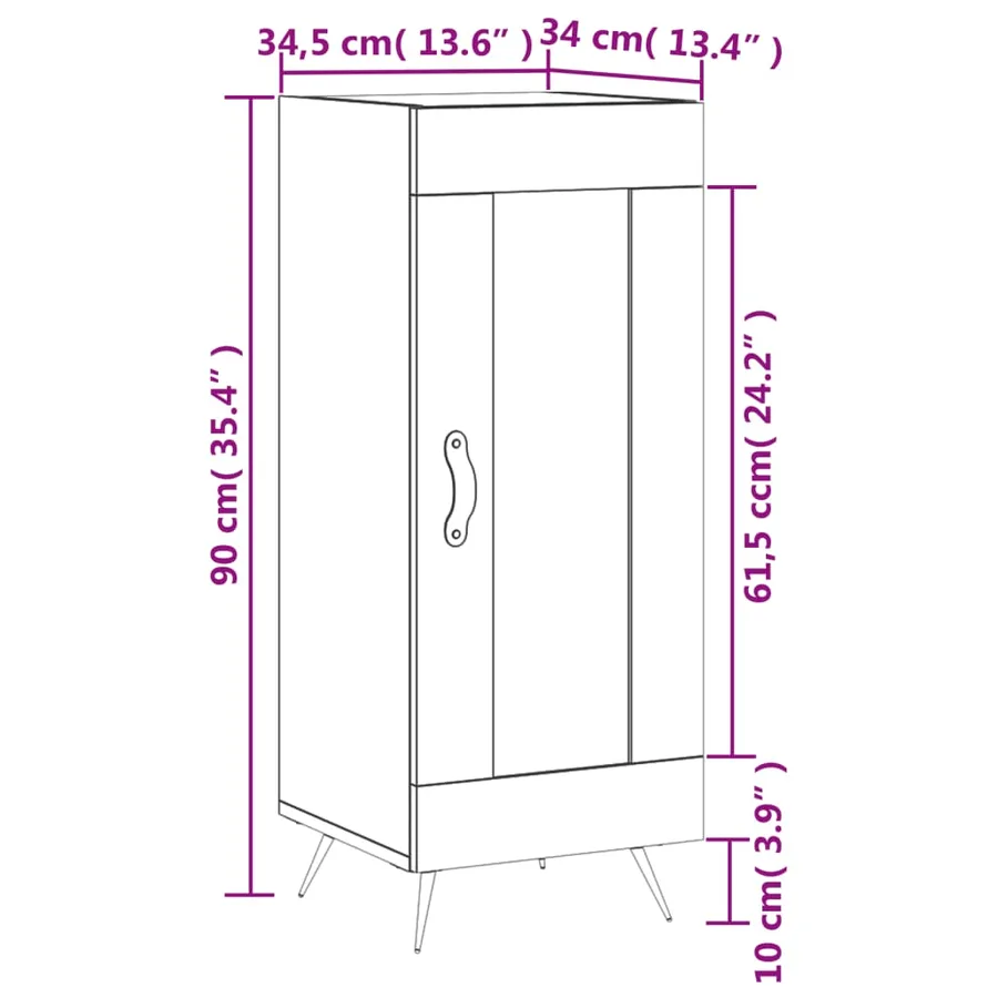 Buffet Gris béton 34,5x34x90 cm Bois d'ingénierie - 13