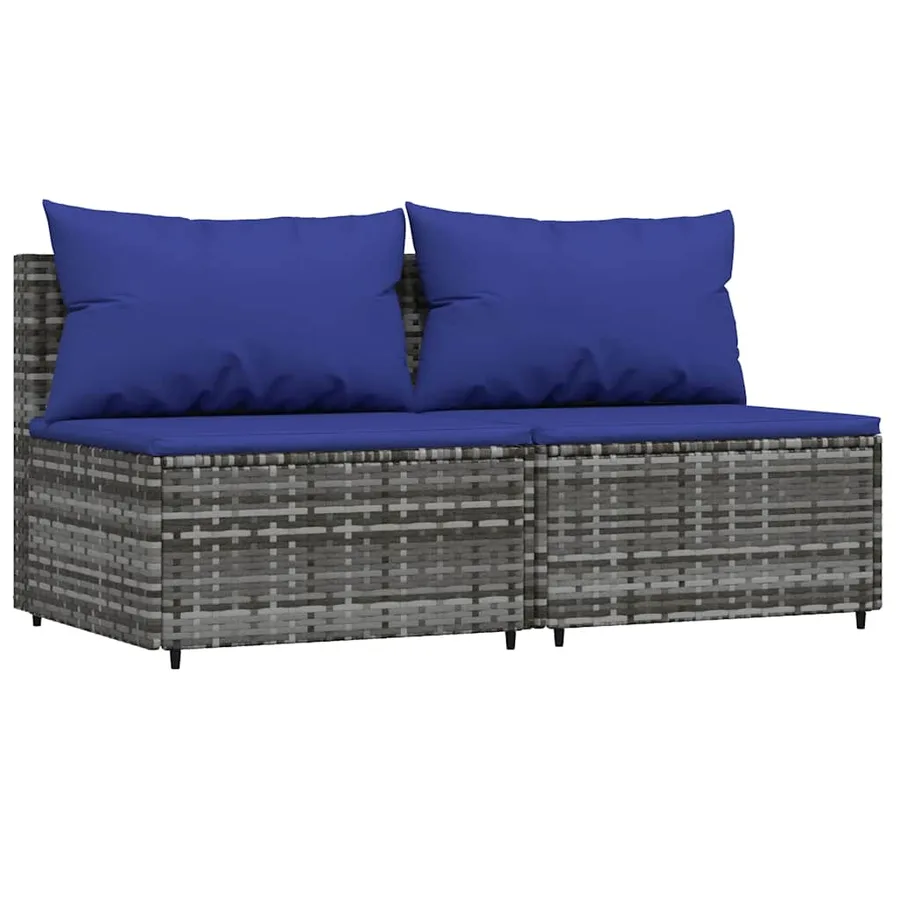 Salon de jardin 3 pcs avec coussins Gris Résine tressée - 3