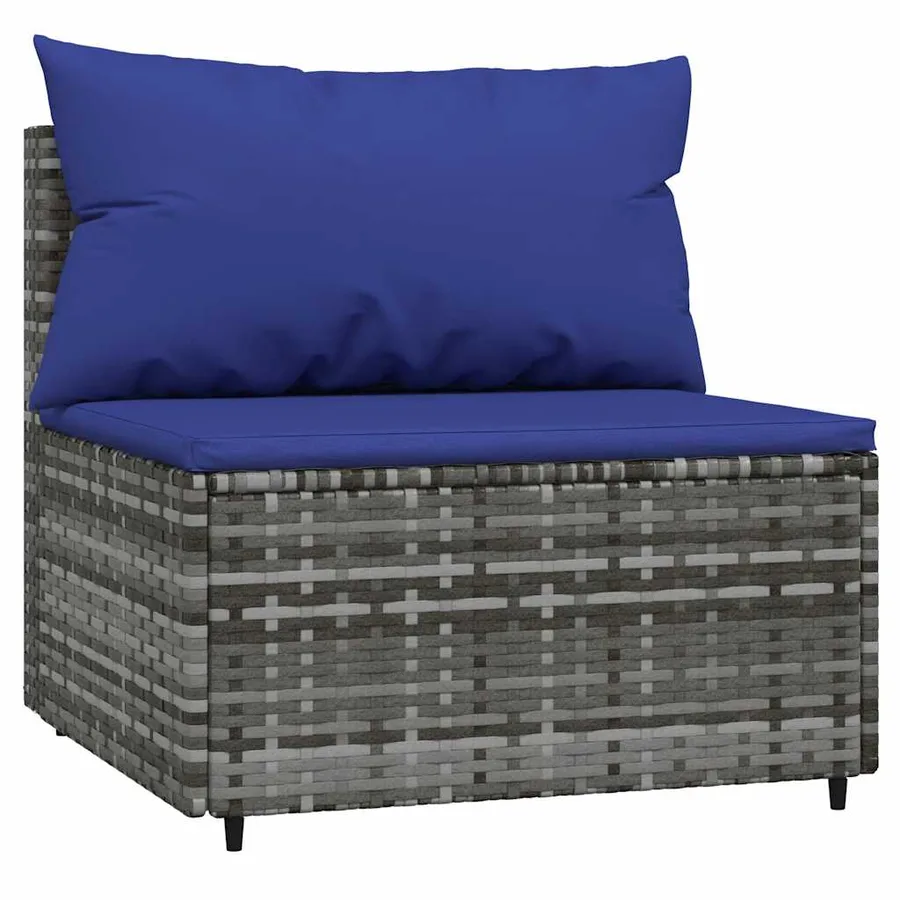 Salon de jardin 3 pcs avec coussins Gris Résine tressée - 4