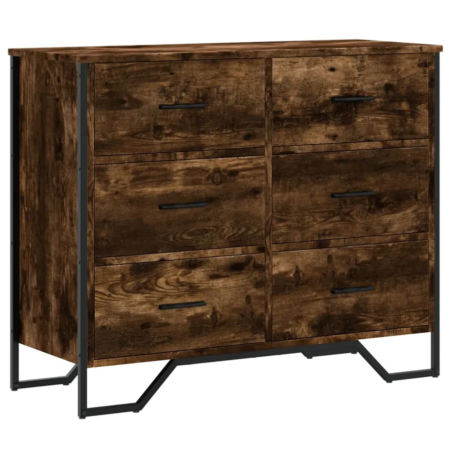 Commode chêne fumé 91x35,5x74,5 cm bois d'ingénierie - 2