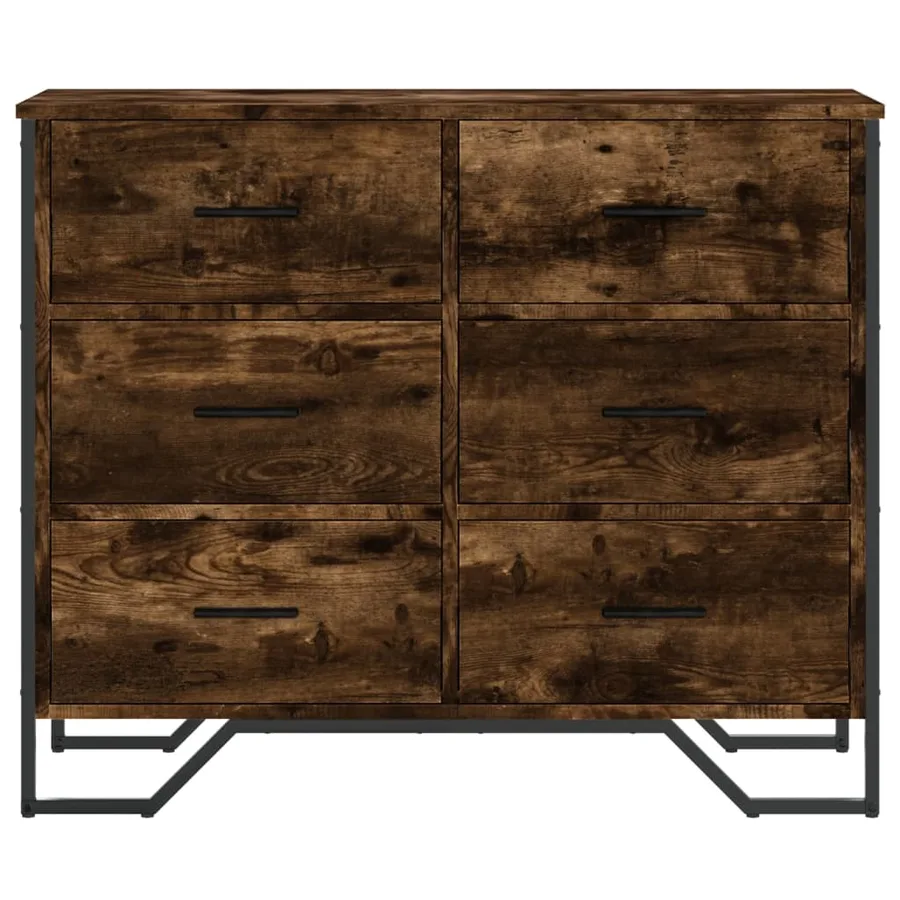 Commode chêne fumé 91x35,5x74,5 cm bois d'ingénierie - 4