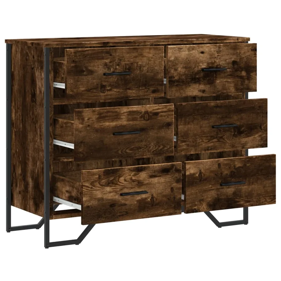 Commode chêne fumé 91x35,5x74,5 cm bois d'ingénierie - 7