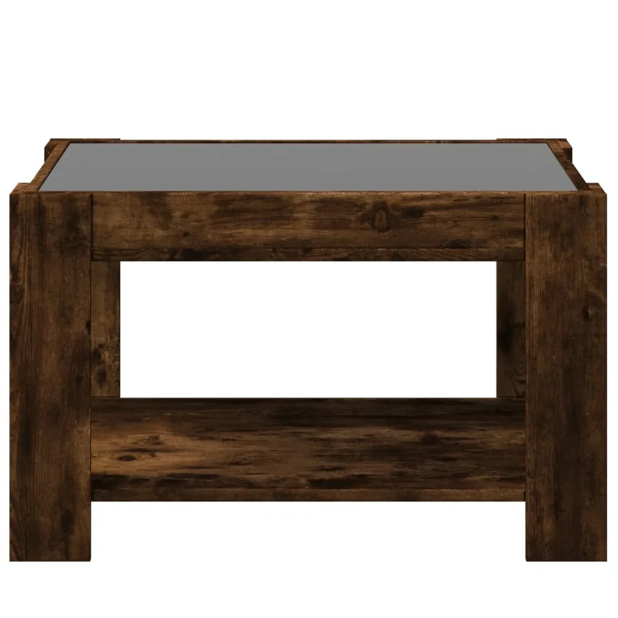 Table basse avec LED chêne fumé 73x53x45 cm bois d'ingénierie - 6