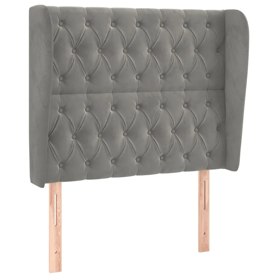 Tête de lit avec oreilles Gris clair 103x23x118/128 cm Velours - 2
