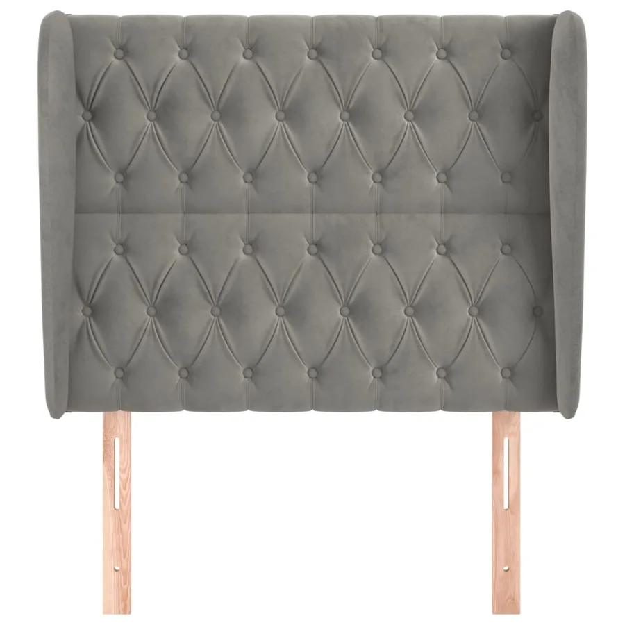 Tête de lit avec oreilles Gris clair 103x23x118/128 cm Velours - 3
