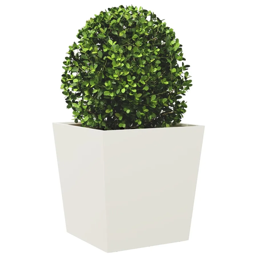Jardinières 2 pcs blanc 50x50x50 cm acier - 4