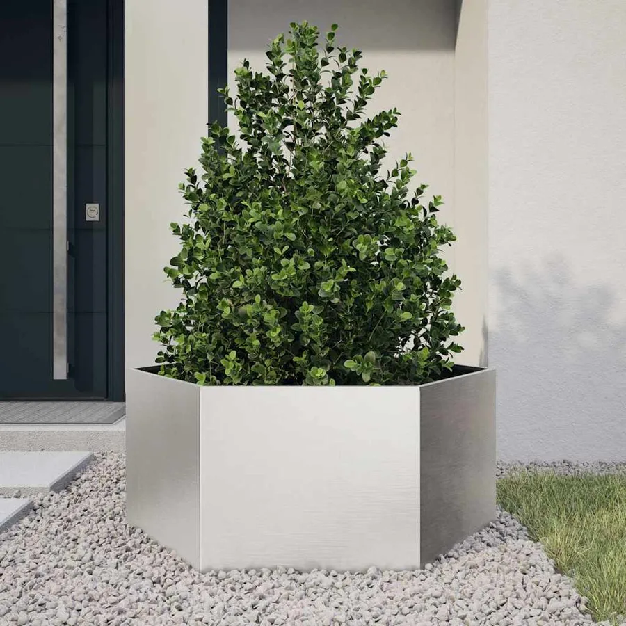 Jardinière hexagone 104x90x45 cm acier inoxydable - 2