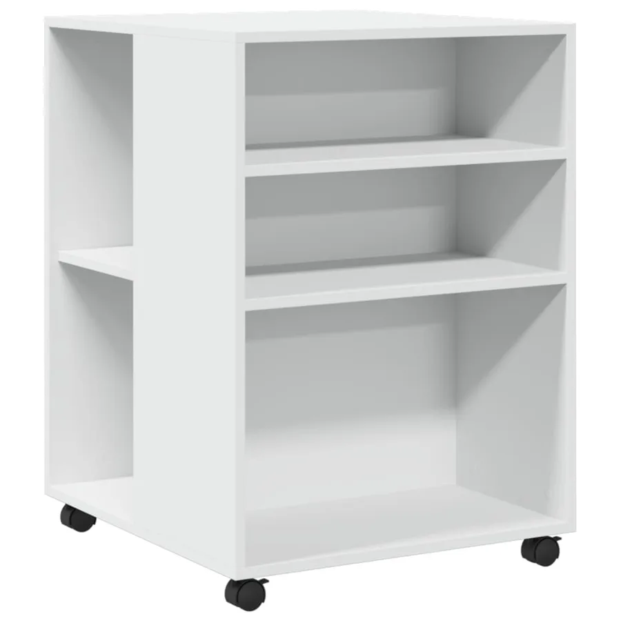 Table d'appoint avec roues blanc 55x60x78 cm bois d'ingénierie - 2