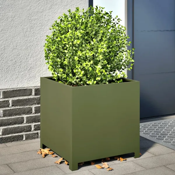 Jardinière vert olive 50x50x50 cm acier