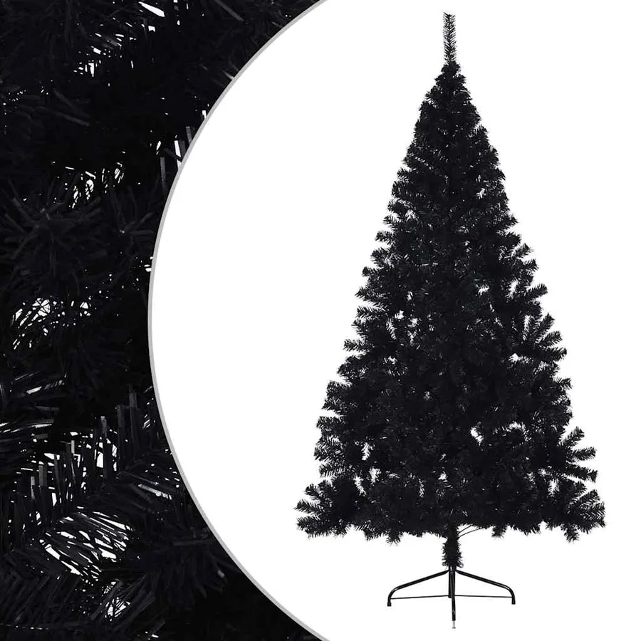 Demi sapin de Noël artificiel avec support Noir 180 cm PVC - 3