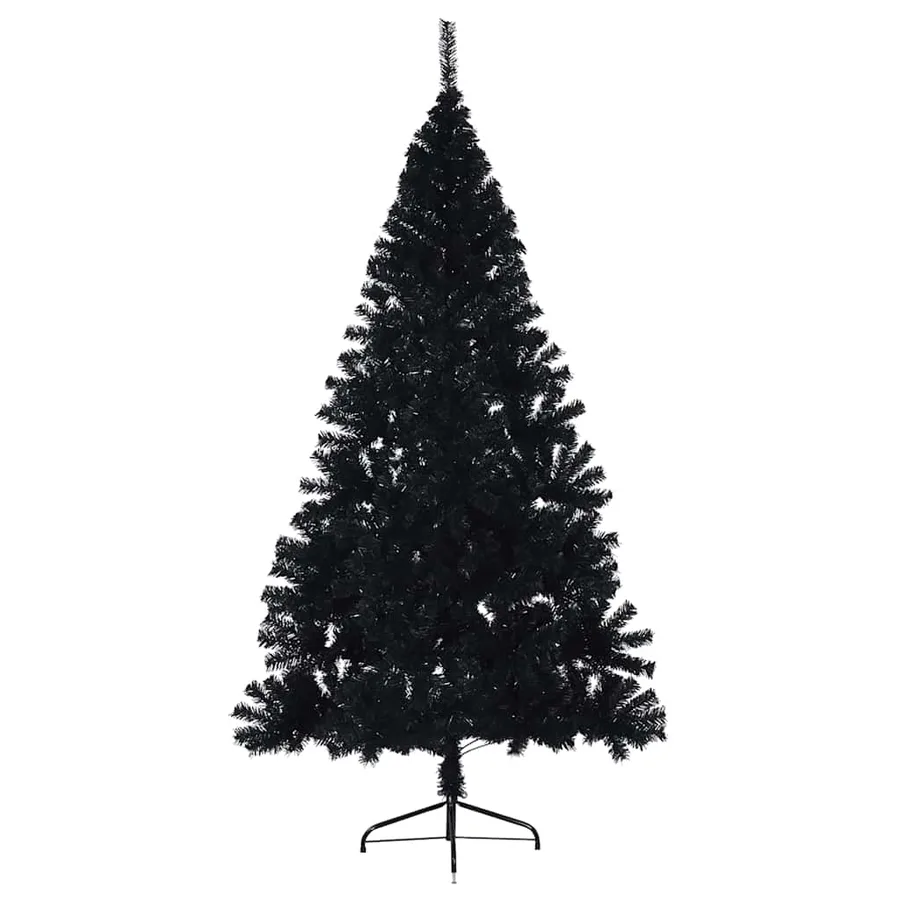Demi sapin de Noël artificiel avec support Noir 180 cm PVC - 4
