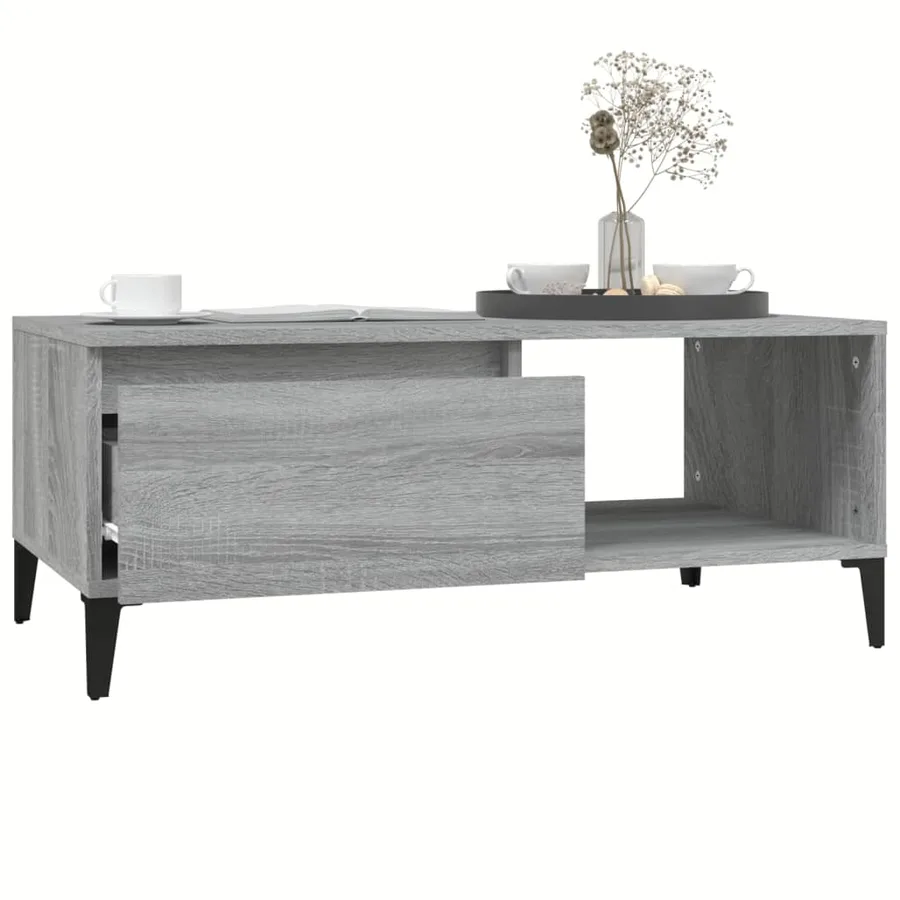 Table basse Sonoma gris 90x50x36,5 cm Bois d'ingénierie - 4