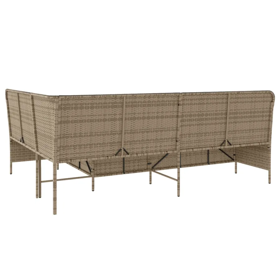 Canapé de jardin avec coussins forme de L beige résine tressée - 6