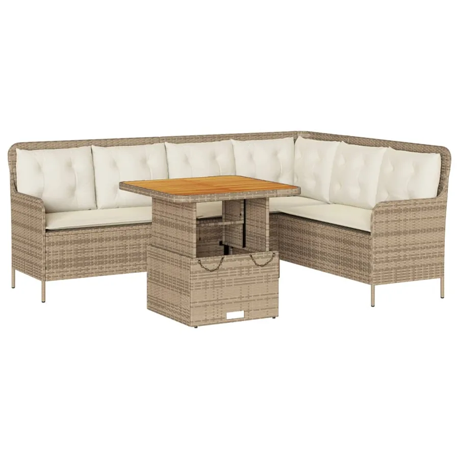 Salon de jardin avec coussins 2 pcs beige résine tressée - 2
