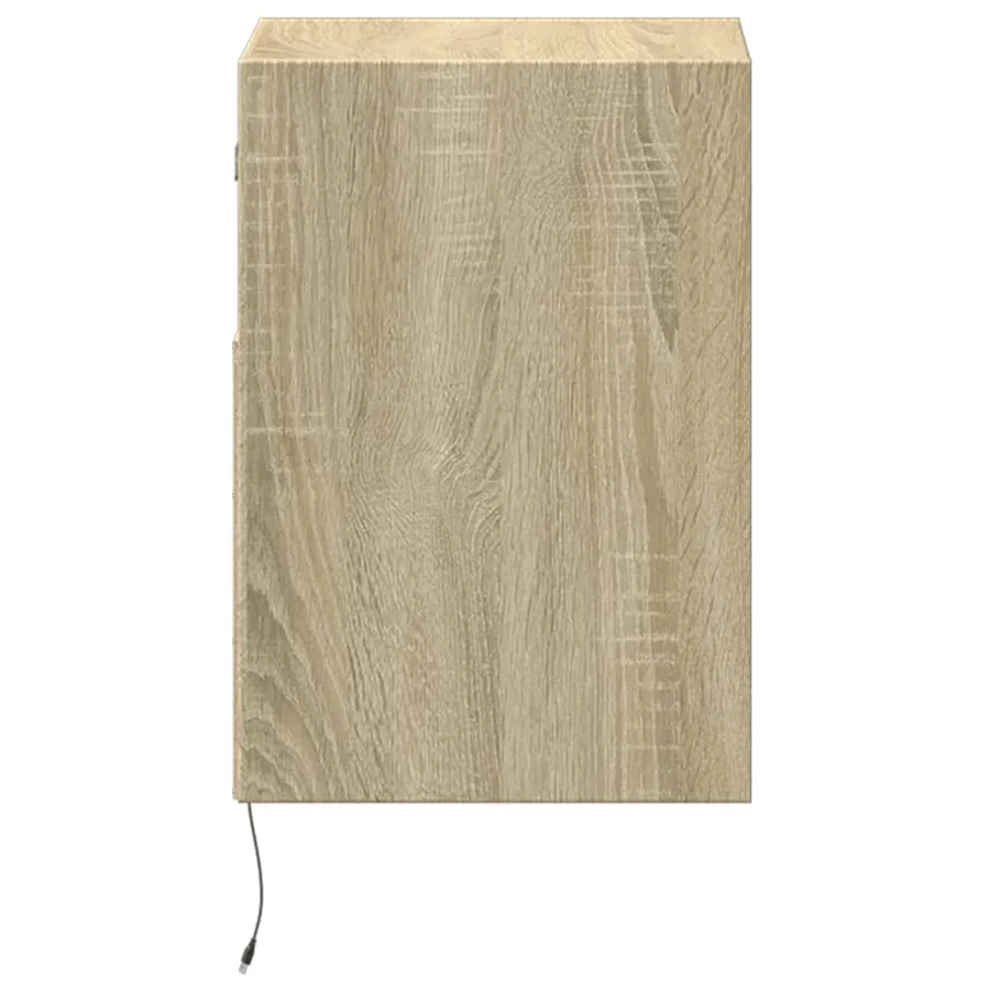 Tables de chevet murales avec lumières LED 2 pcs chêne sonoma - 7