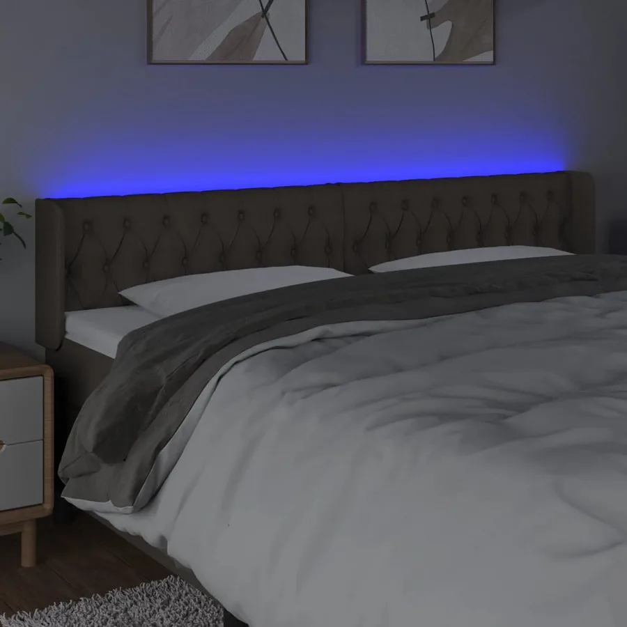 Tête de lit à LED Taupe 183x16x78/88 cm Tissu - 4