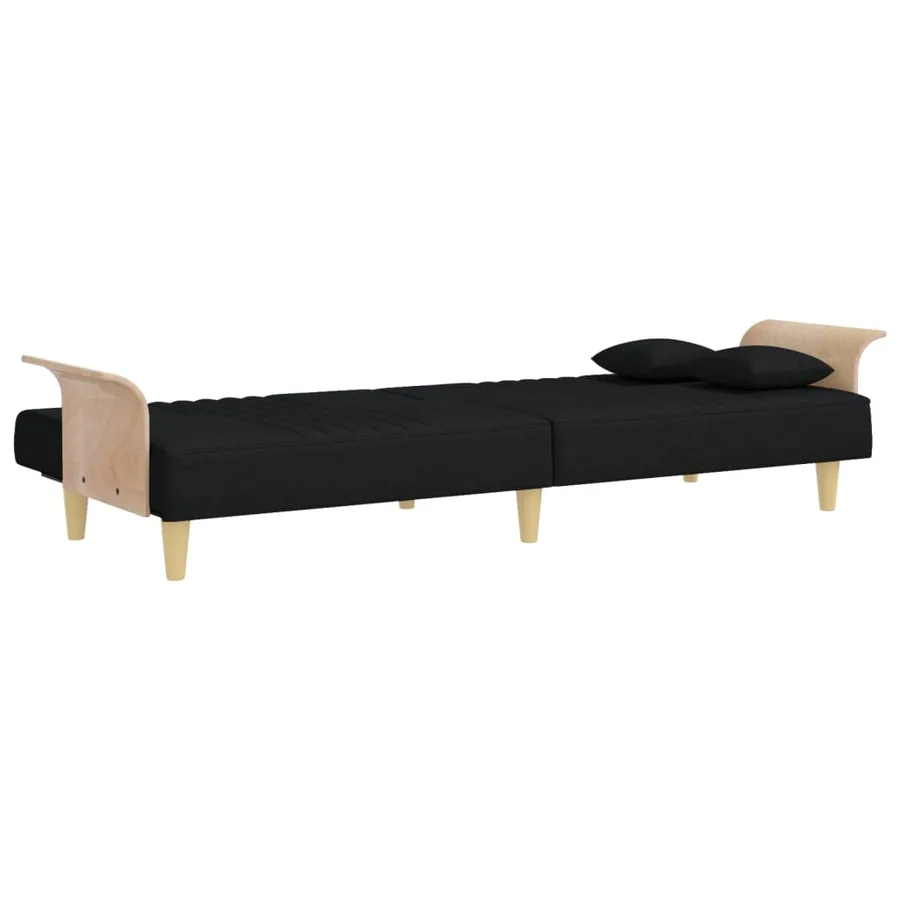 Canapé-lit avec accoudoirs noir tissu - 8